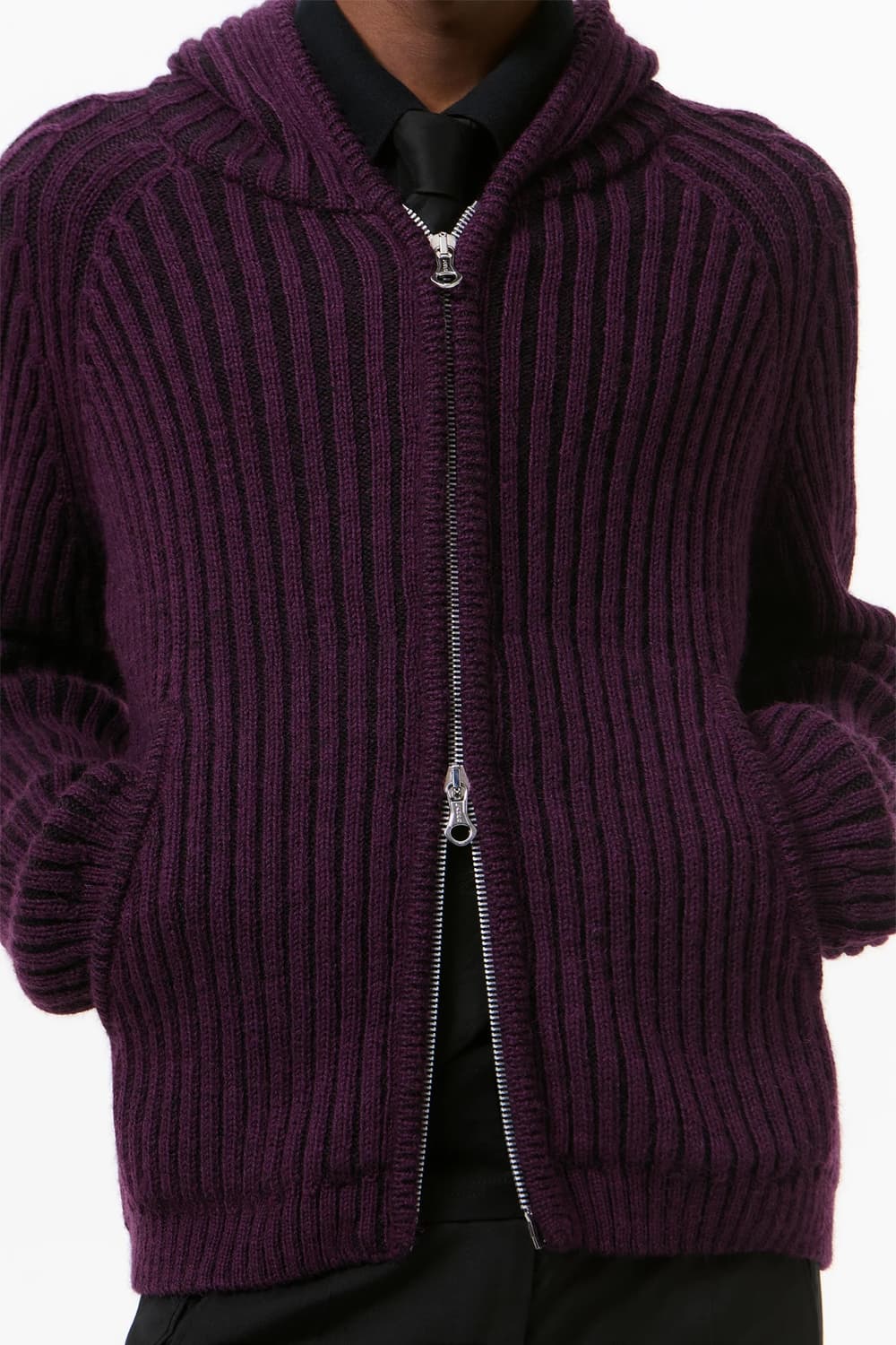[46,48,50,52]아워레가시 26ss 레벨 니트 후드집업/퍼플 상품이미지2