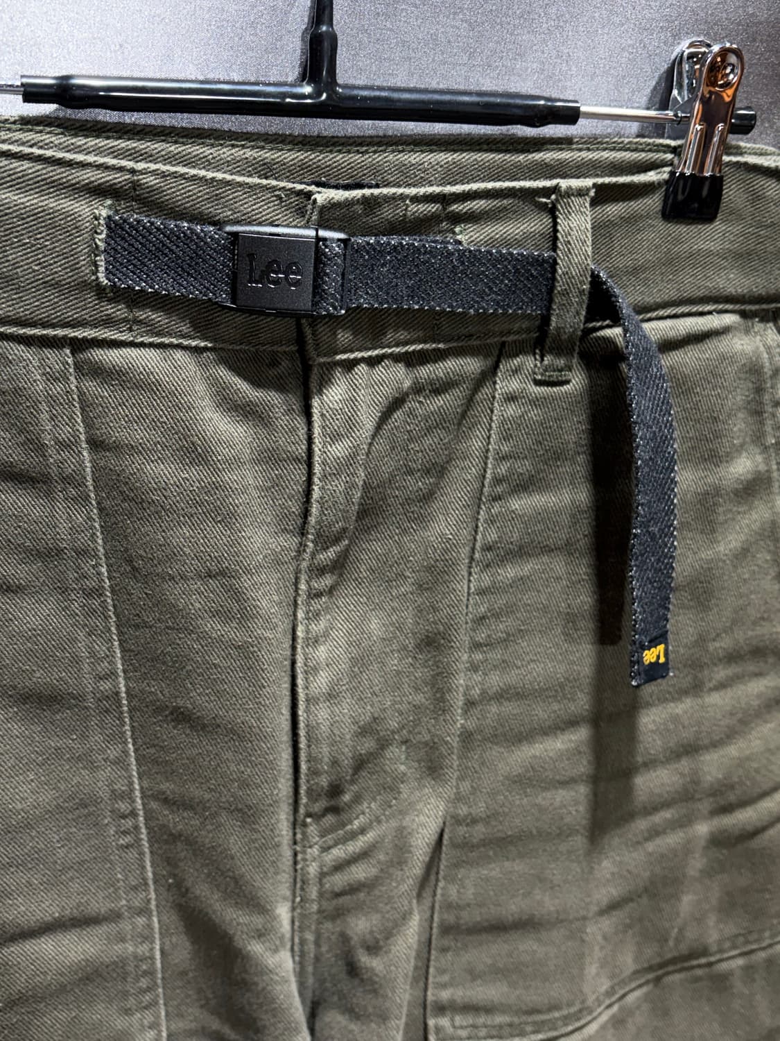 36in Lee 리 USA 벨티드 퍼티그 절개 카키 코튼팬츠 상품이미지5