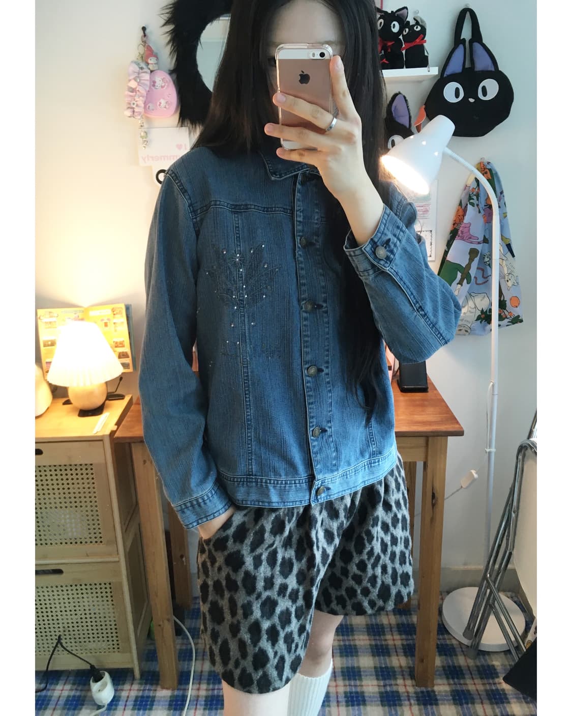 vintage cubic flower denim jacket blue 상품이미지4