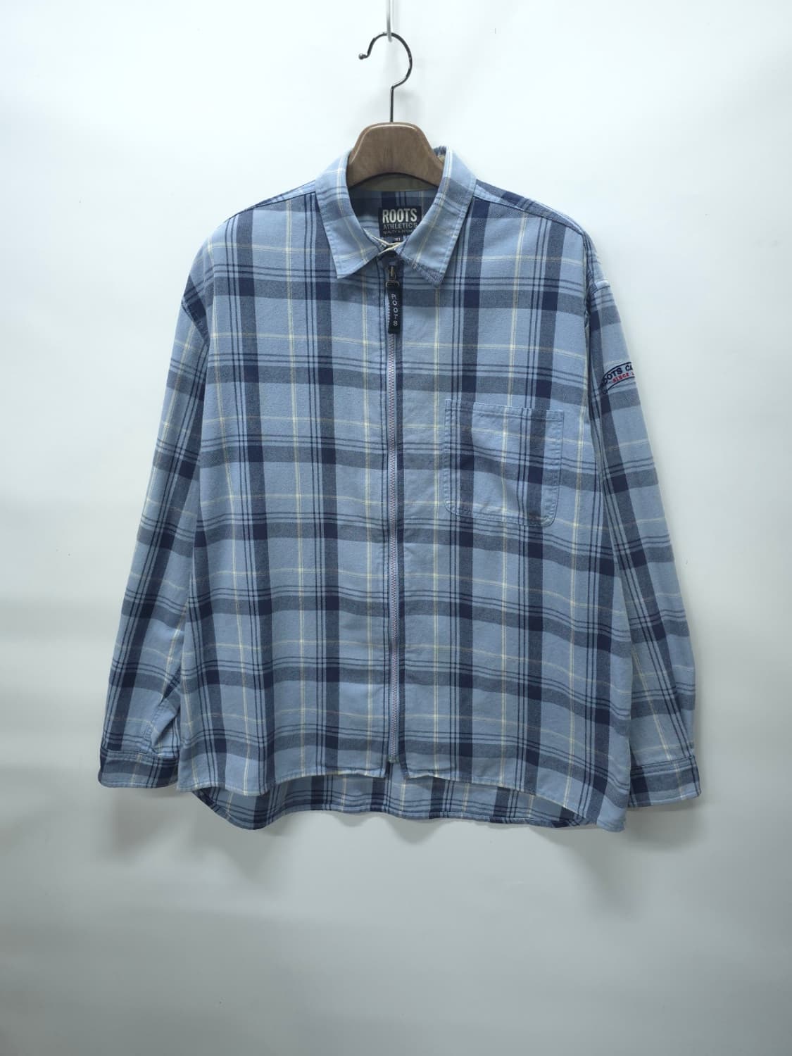 루츠(ROOTS) 오버핏 지퍼 체크 셔츠자켓 ( 105~110 ) 상품이미지1