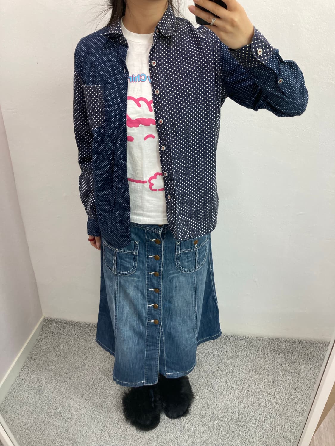 네이비 도트 셔츠 상품이미지2