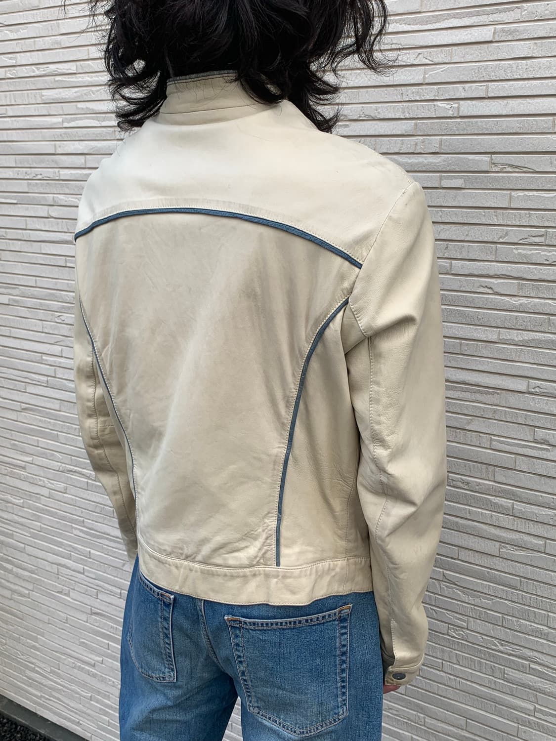 아르마니 진스 레더자켓 (ivory) 상품이미지5