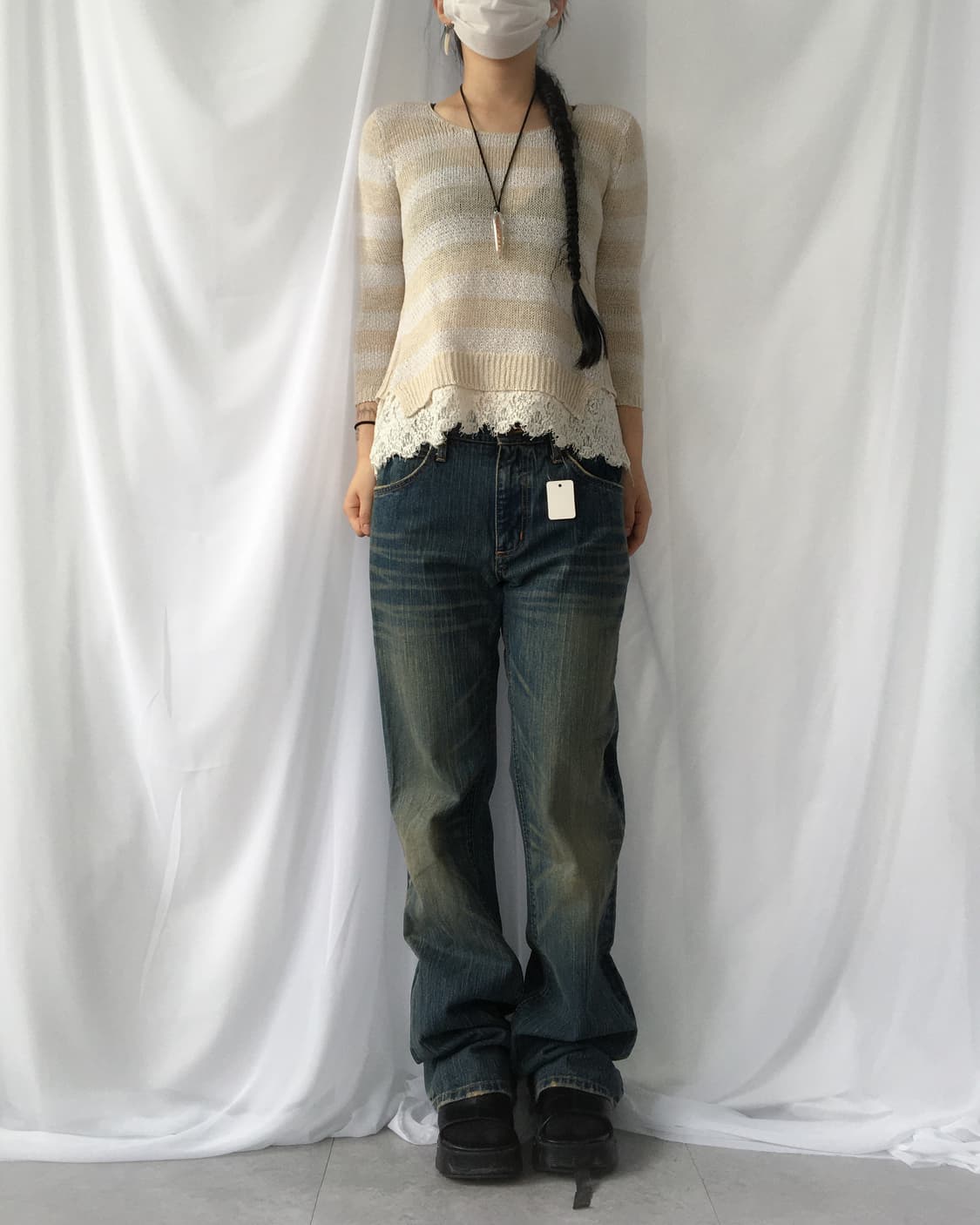 Crochet layered stripe knit 상품이미지5