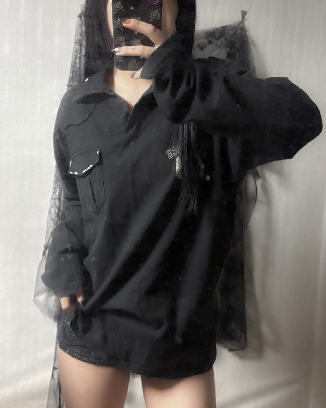 펑크 y2k 스컬 포인트 롱슬리브  상품이미지1