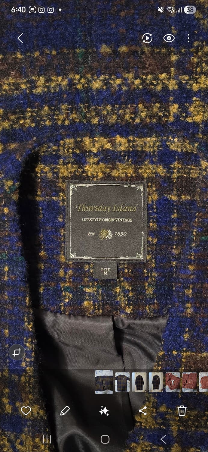 Thursday Island 체크 롱 코트 M 상품이미지3