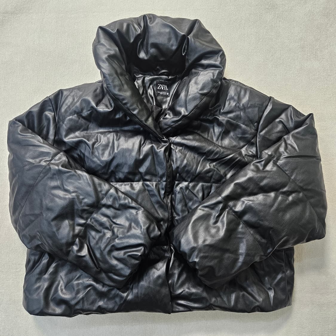 S 자라 블랙 레더라이크 숏 패딩 자켓 0309Y 상품이미지1