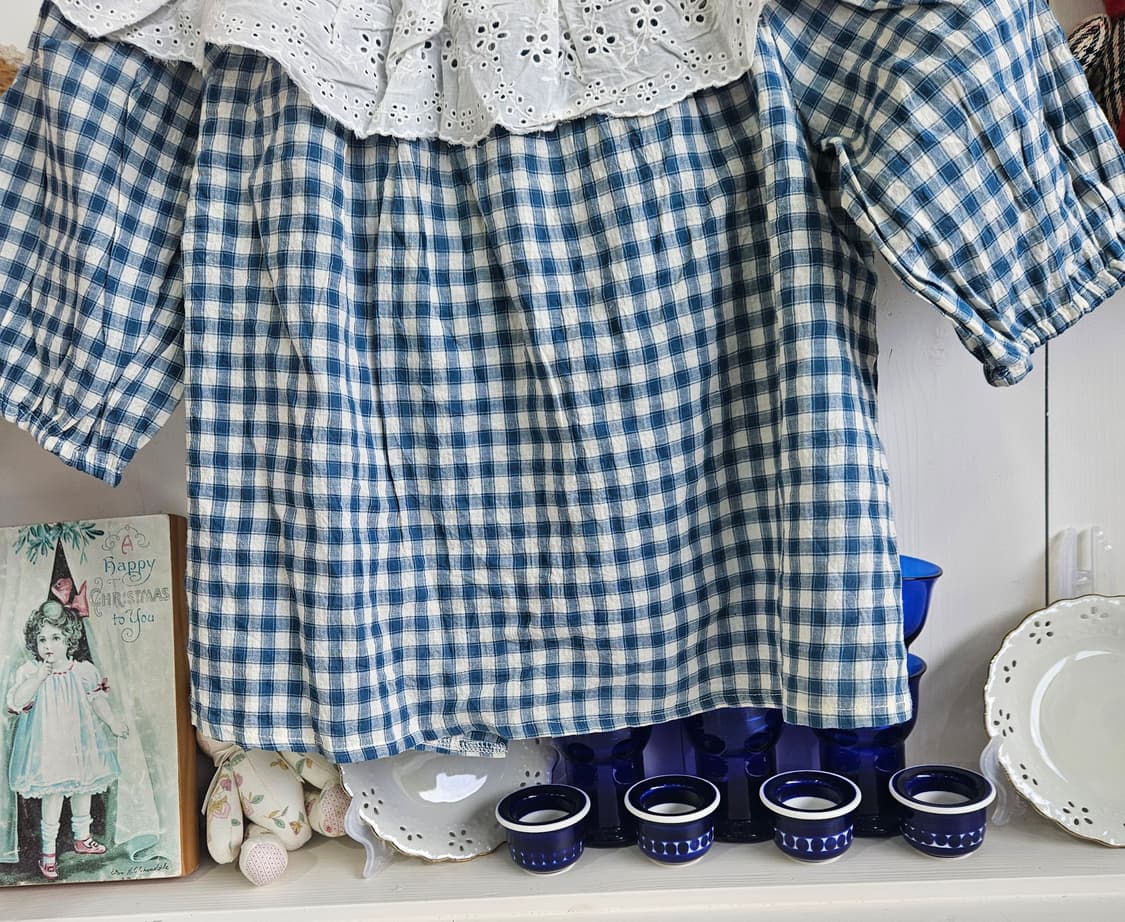 체크 레이스 오프숄더 블라우스 상품이미지6