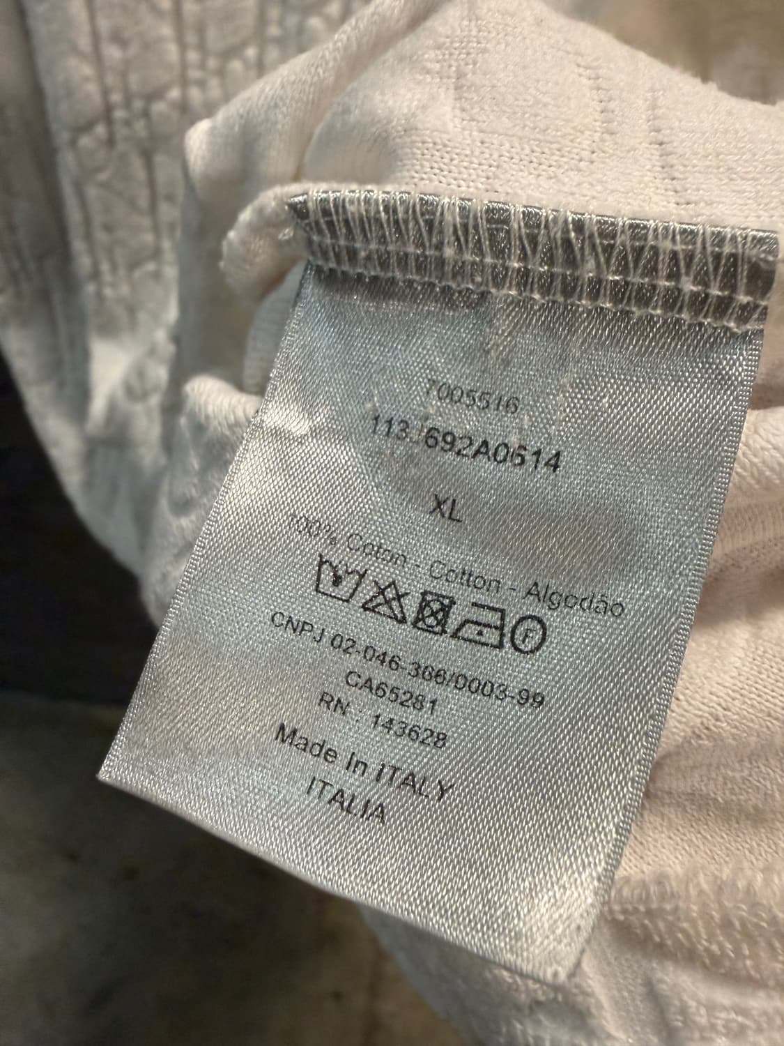 XL 디올DIOR 오블리크 테리 반팔 티셔츠 화이트 상품이미지7