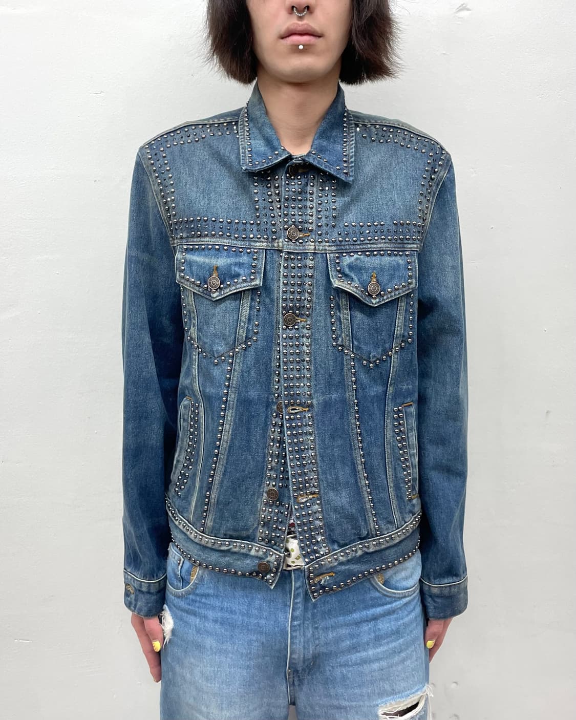 studded cubic denim jacket 상품이미지1