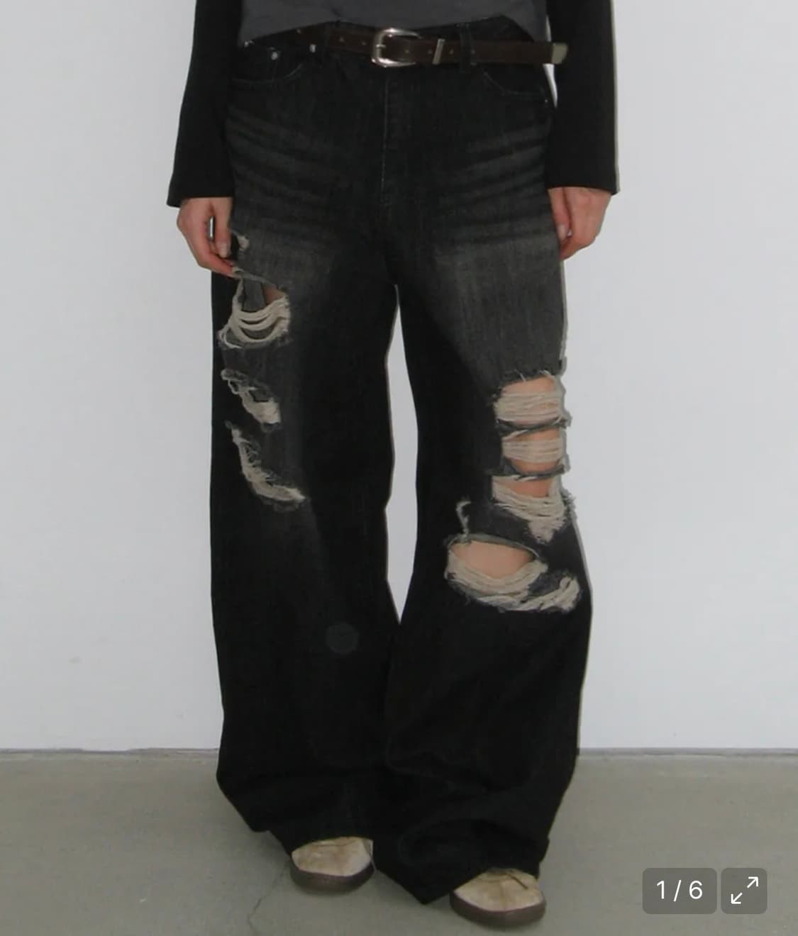 Faye Damage Jeans - Black 상품이미지2