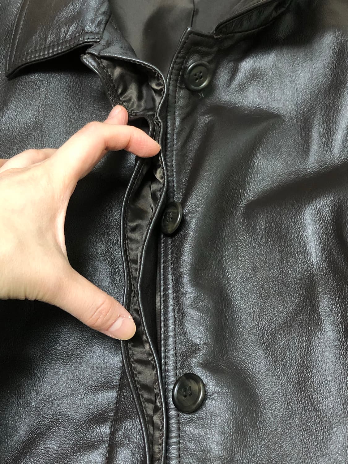 L 히든버튼 돼지가죽 자켓 벨트포함 상품이미지5