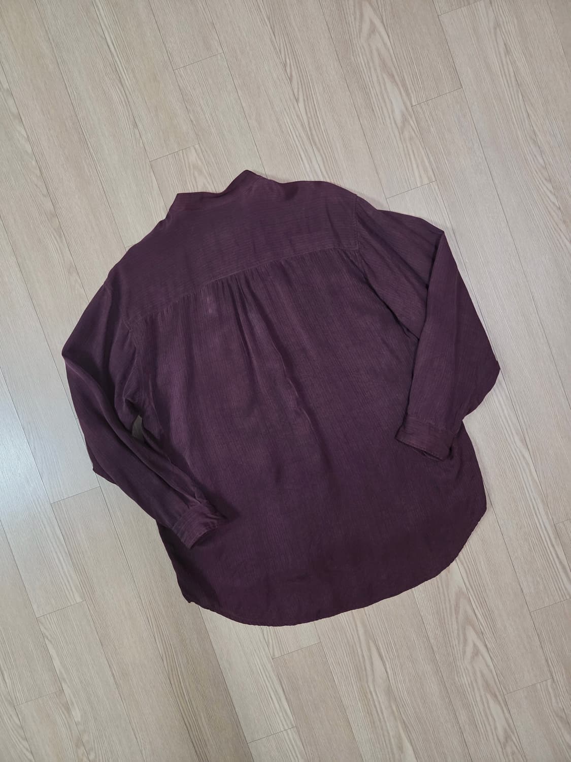 VARIO MODA 버건디 원 포켓 큐프라 헨리넥 셔츠 상품이미지4