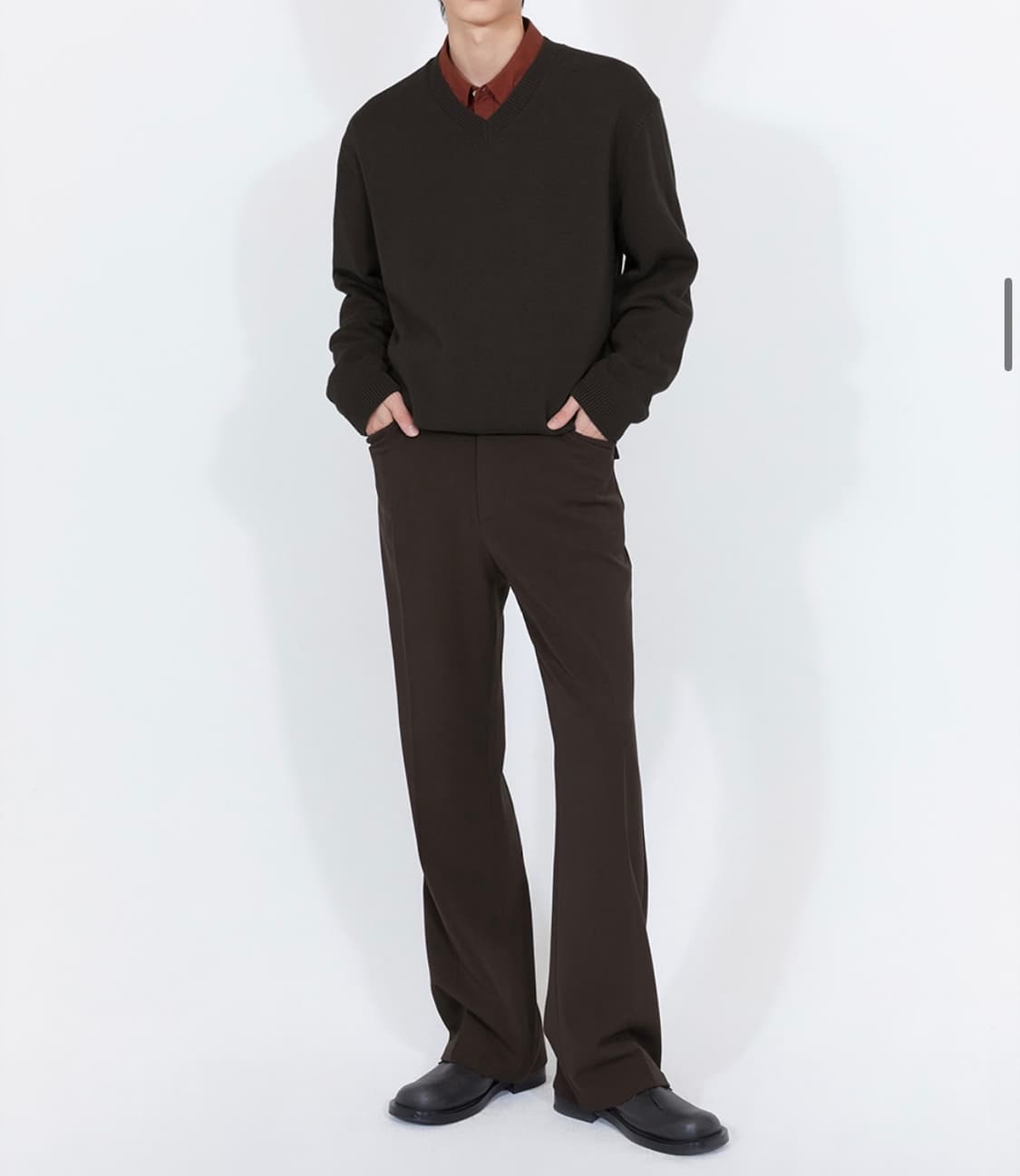 일꼬르소 브이넥 풀오버 니트 브라운 xl 상품이미지4