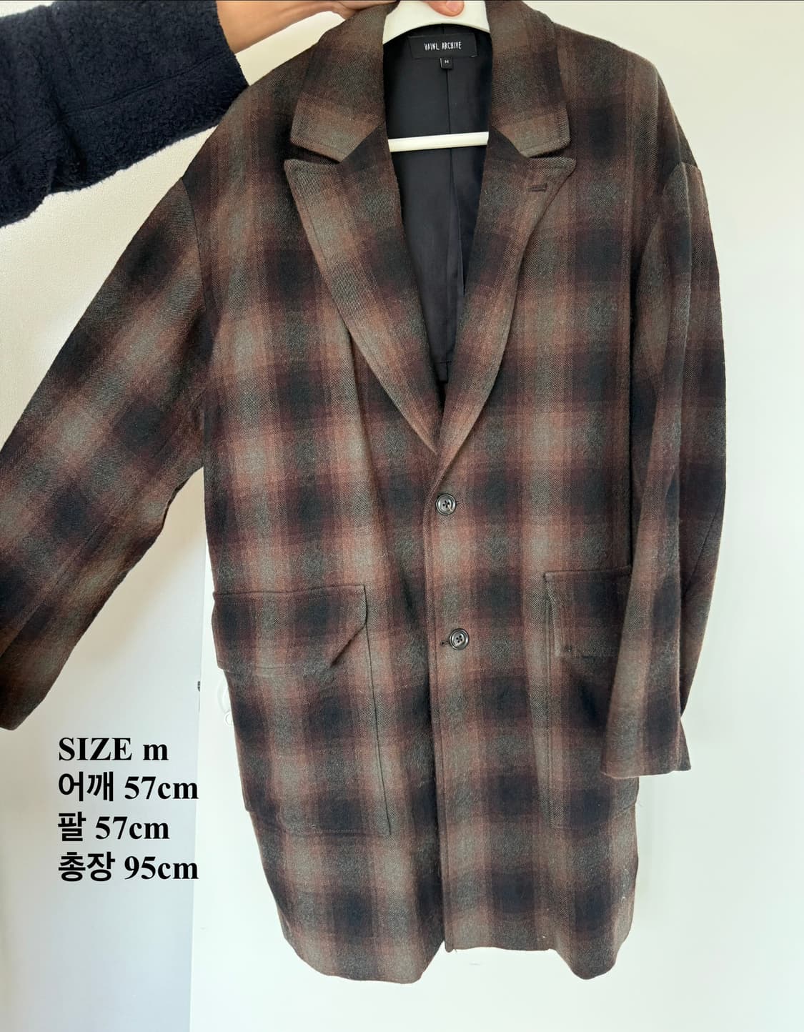 vainl archive 체크 롱 코트 M 상품이미지1
