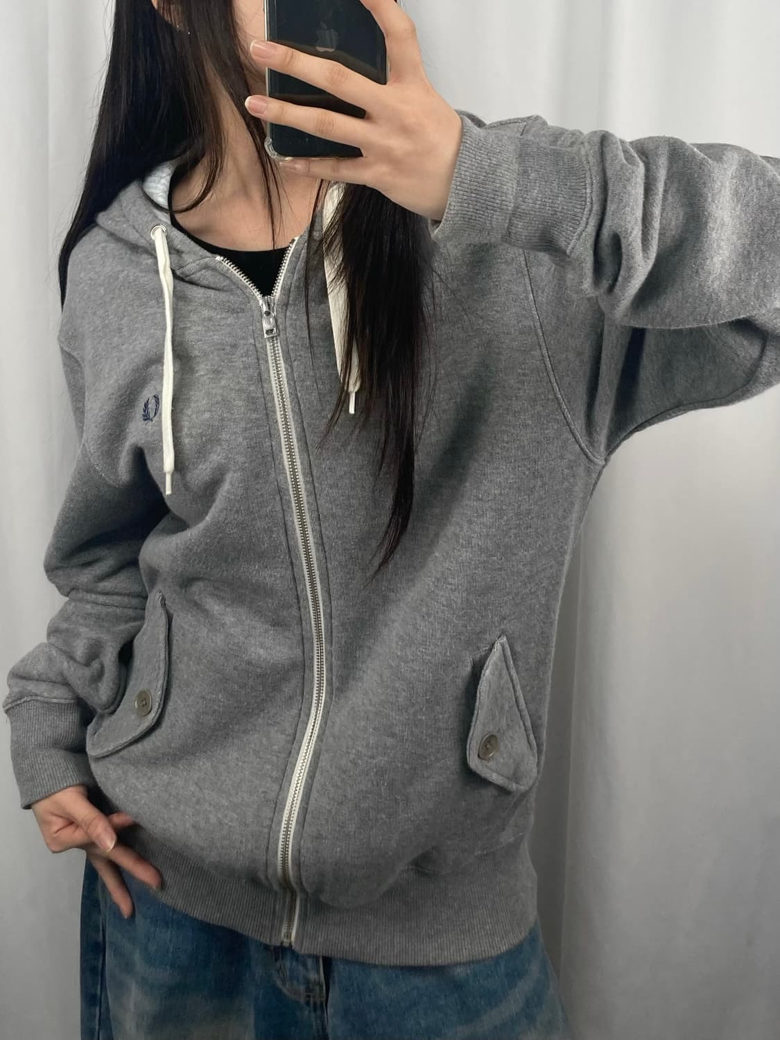 프레드페리 그레이 후드집업 상품이미지2