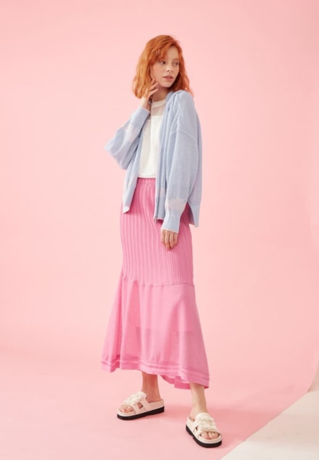 오즈세컨 머메이드 스커트, 러플패널 탑 66사이즈 상품이미지4