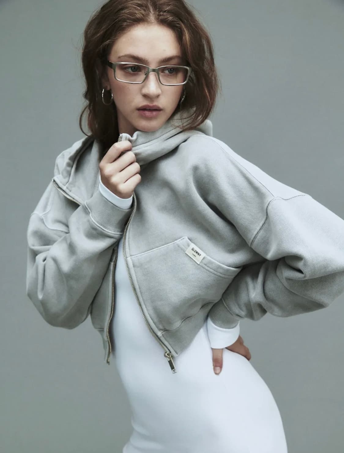 G CLASSIC WASHED CROP ZIP UP (GRAY) 상품이미지1