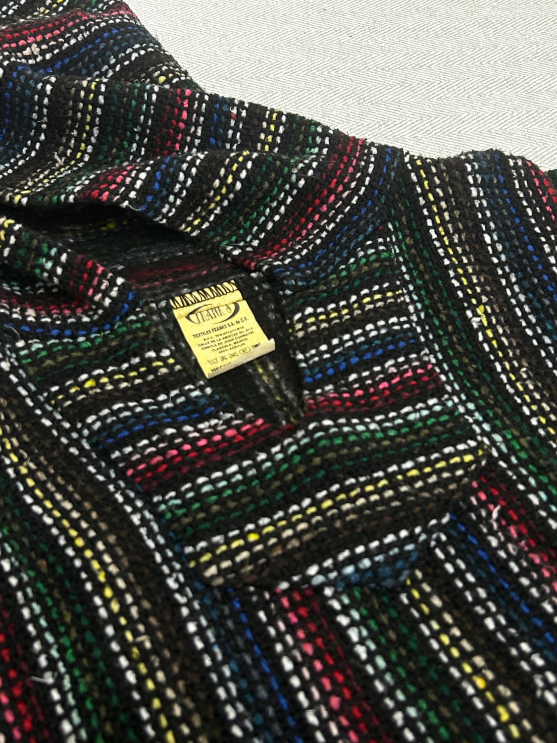 Franks Textiles 멕시코 빈티지 바하 니트 후드티 XXL 판쵸 상품이미지6