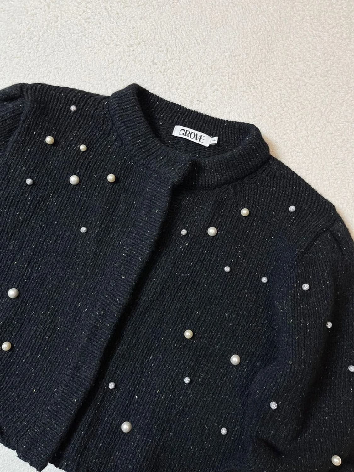 그로브 21Winter 크롭 진주 니트 가디건 PN7103 상품이미지3