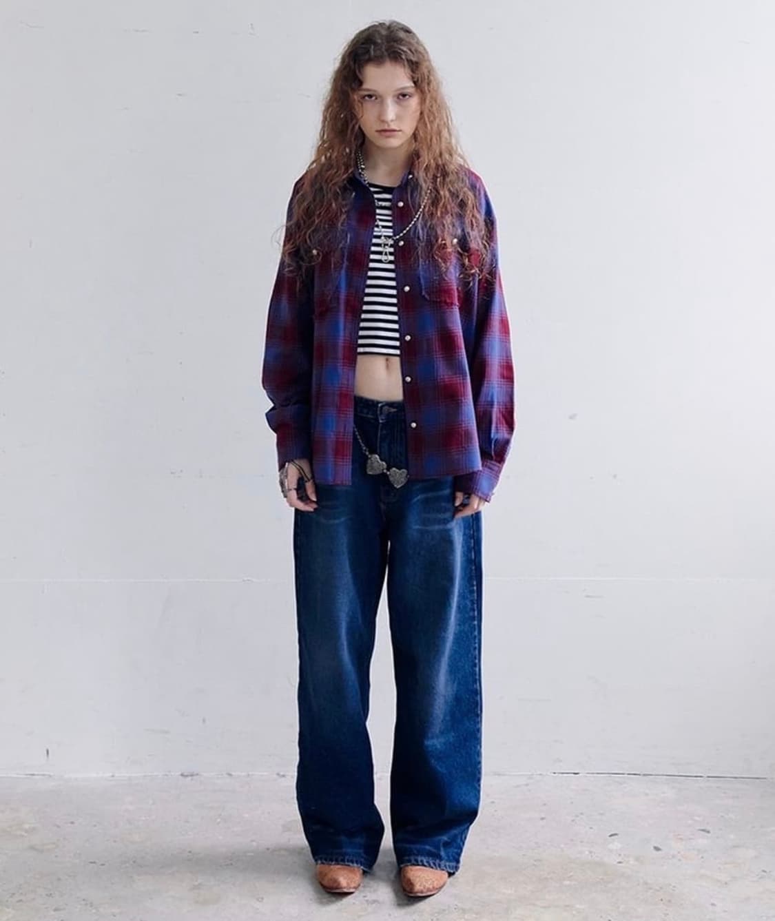 데어드 실버버튼 셔츠 SILVER BUTTON CHECK SHIRT 상품이미지1