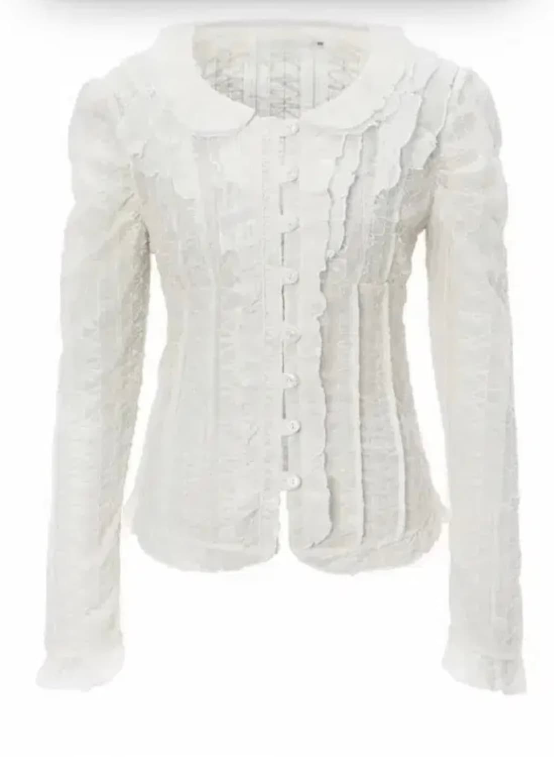 쓰리타임즈 스노우 러플탑 블라우스 화이트 상품이미지1