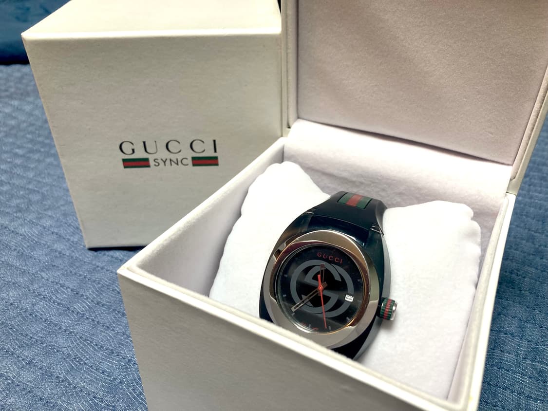 구찌 싱크 SYNC 시계 46mm 쿼츠 블랙 실버 상품이미지1