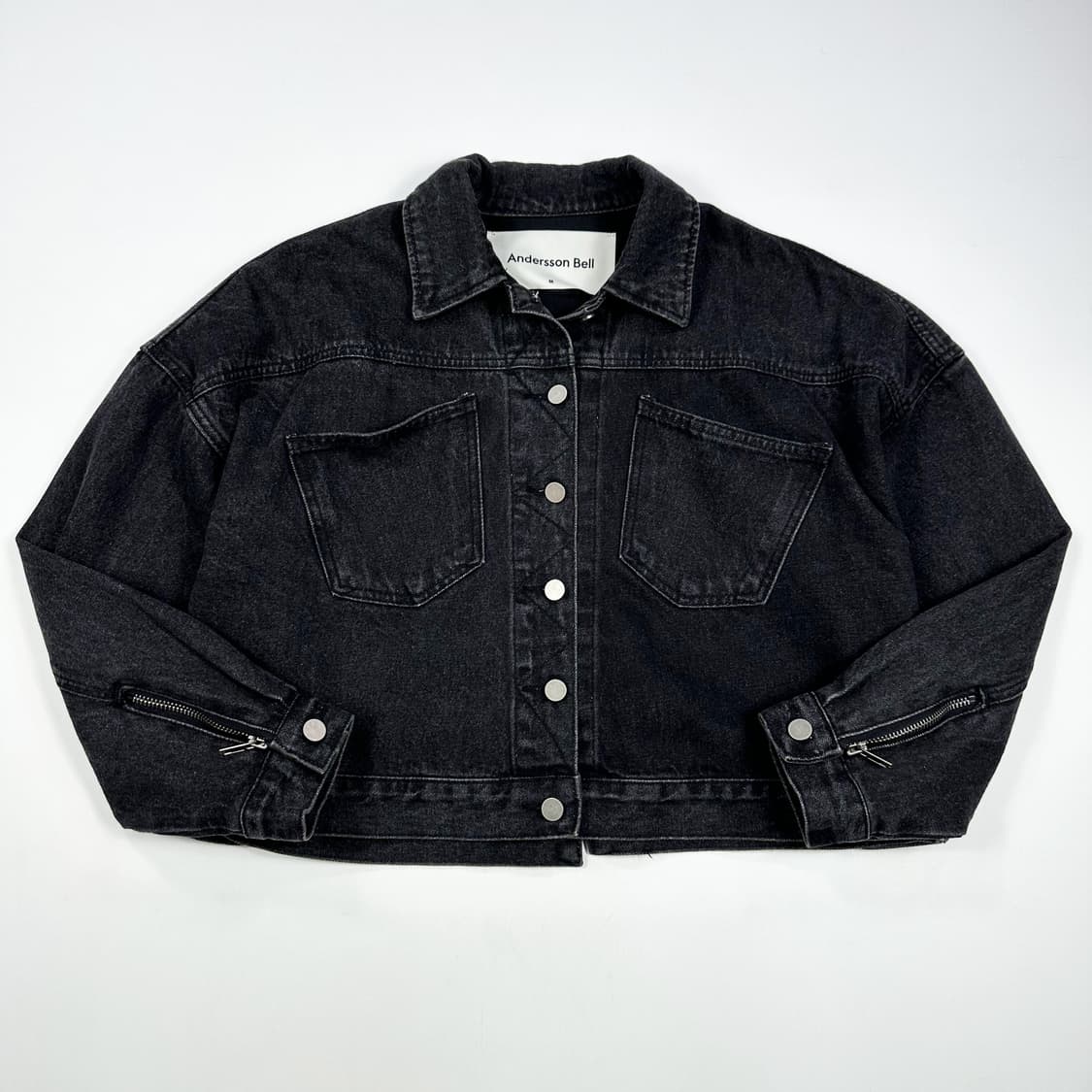 앤더슨벨 여성 크롭 오버핏 흑청 데님자켓 여성M 상품이미지1