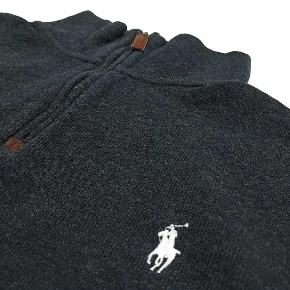 CN867 L 폴로 랄프로렌 다크그레이 하프집업 긴팔 니트 스웨터 상품이미지5