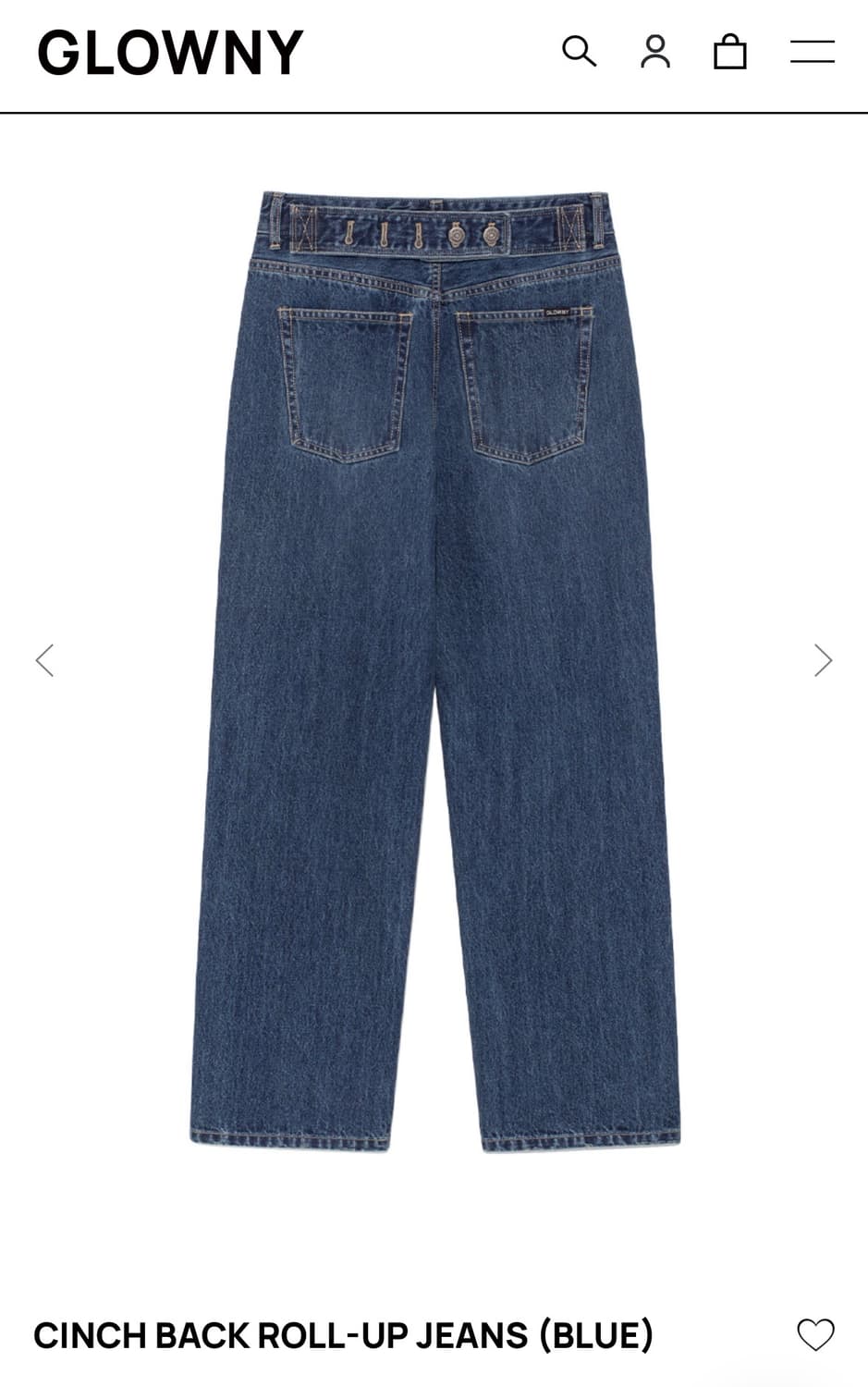 Glowny CINCH BACK ROLL UP JEANS (BLUE) 상품이미지1