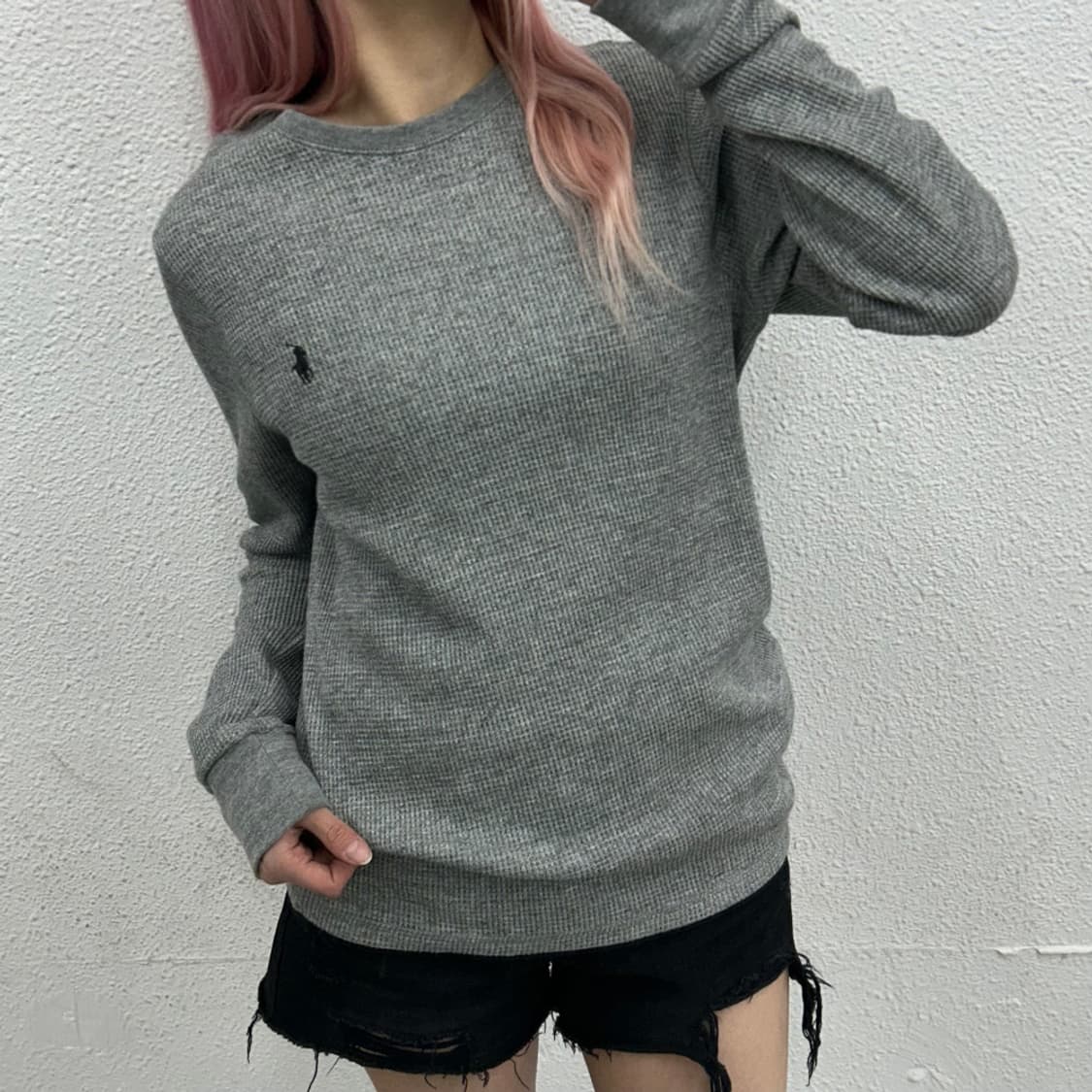 폴로 랄프로렌 차콜포니 그레이 와플 롱슬리브 L 상품이미지1