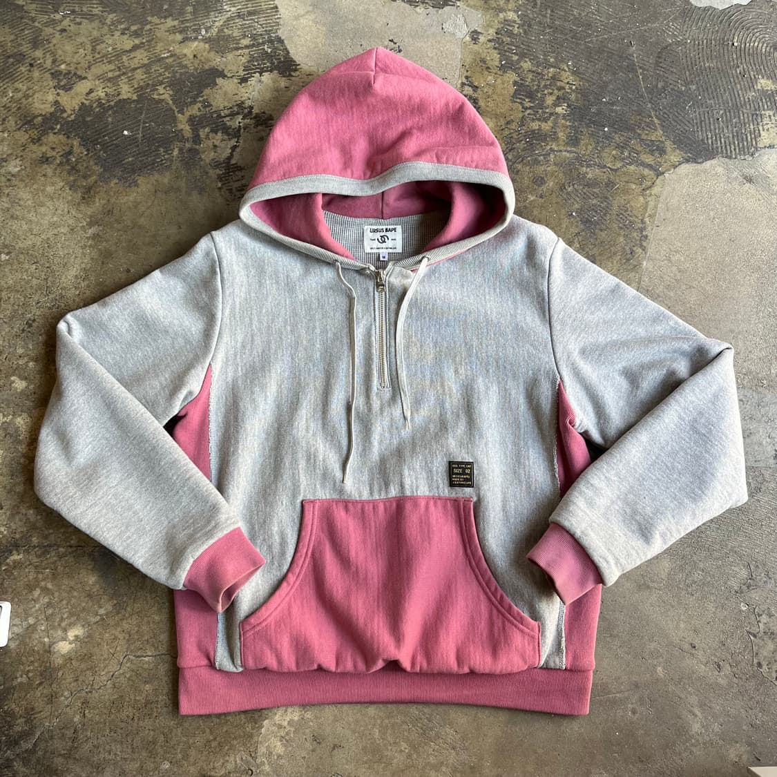 어서스 베이프 배색 쿼터집 와플 안감 후디 상품이미지1