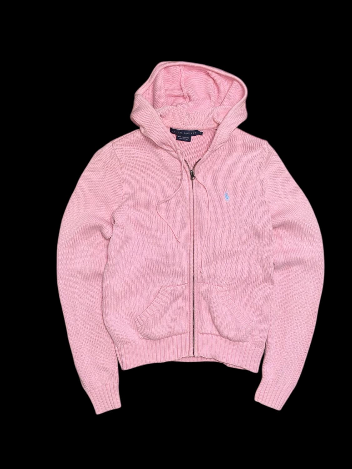 폴로 랄프로렌 딸기우유 색상 니트 후드집업 상품이미지4