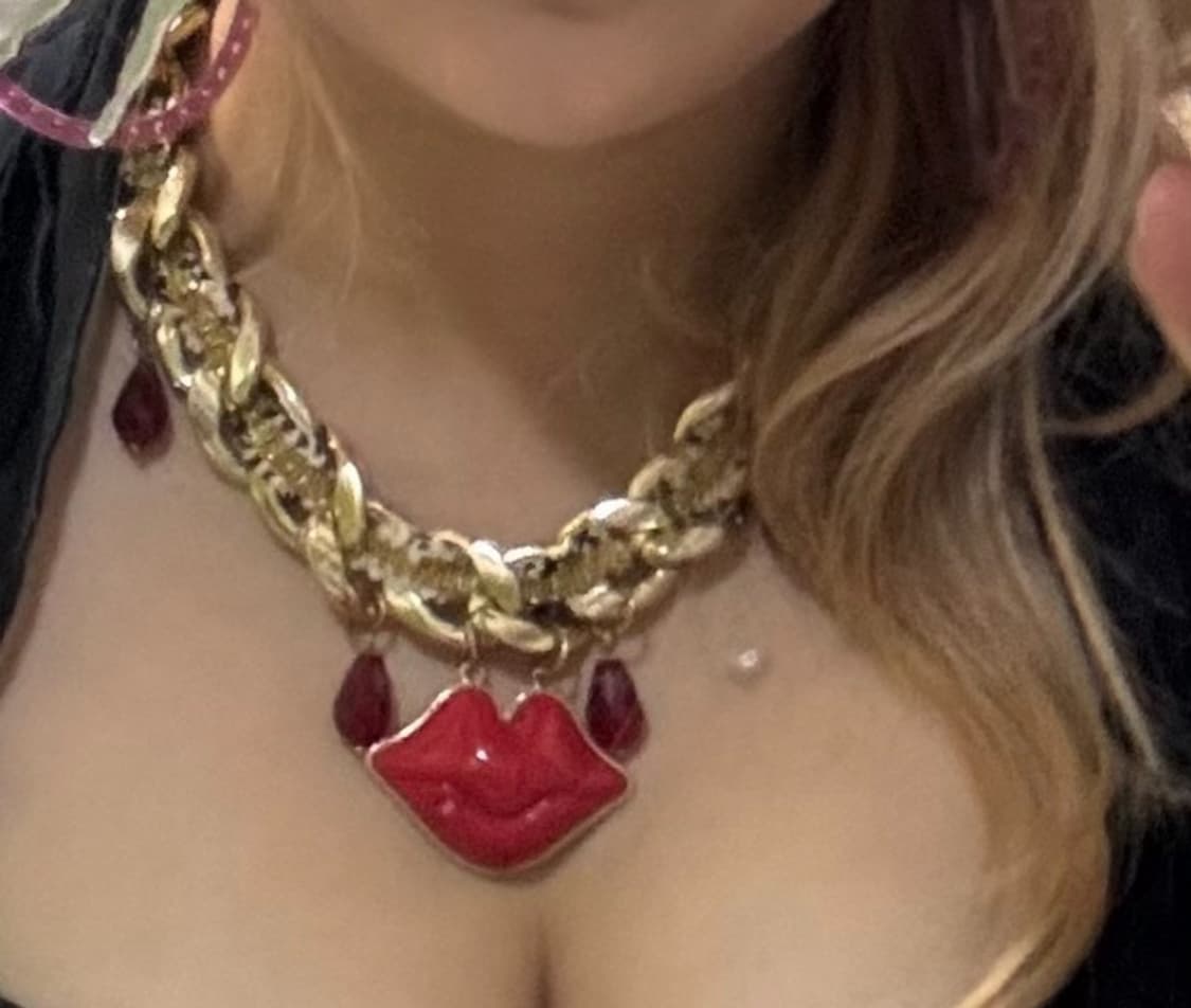 오네갸루 입술 골드 목걸이 체인 큐빅 빈티지 갸루 상품이미지2