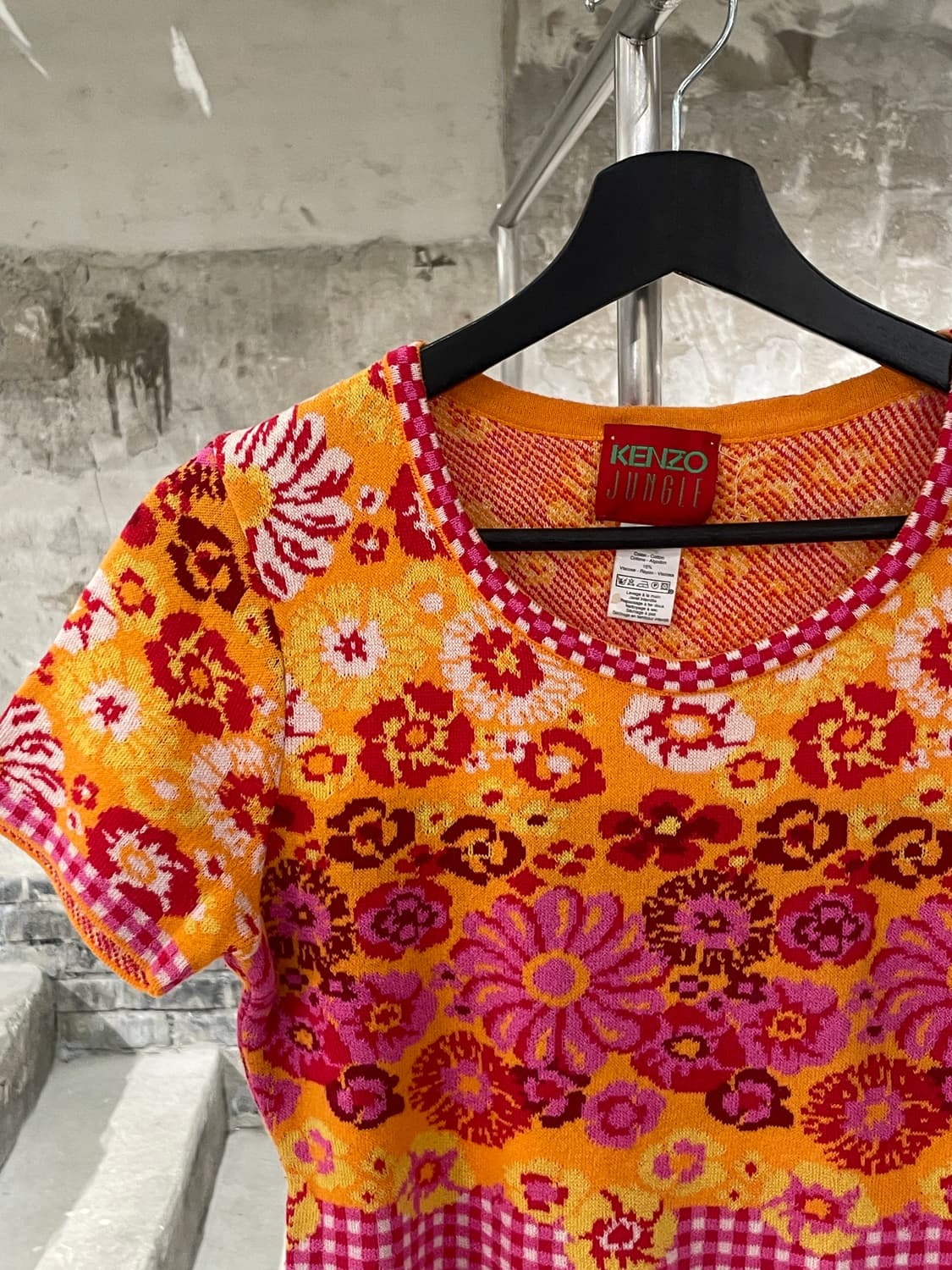 겐조 정글 믹스 U넥 크롭 니트 하프티 상품이미지2