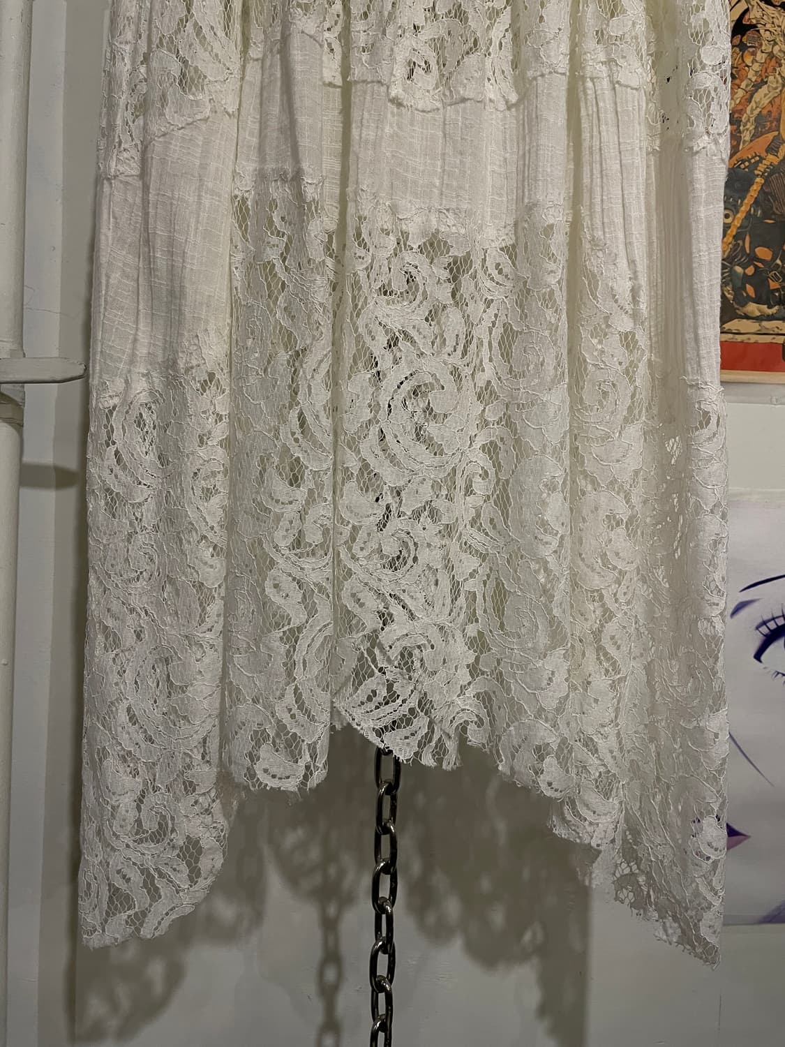 플라워 레이스 스트랩 화이트 롱스커트 모리 페어리 상품이미지3