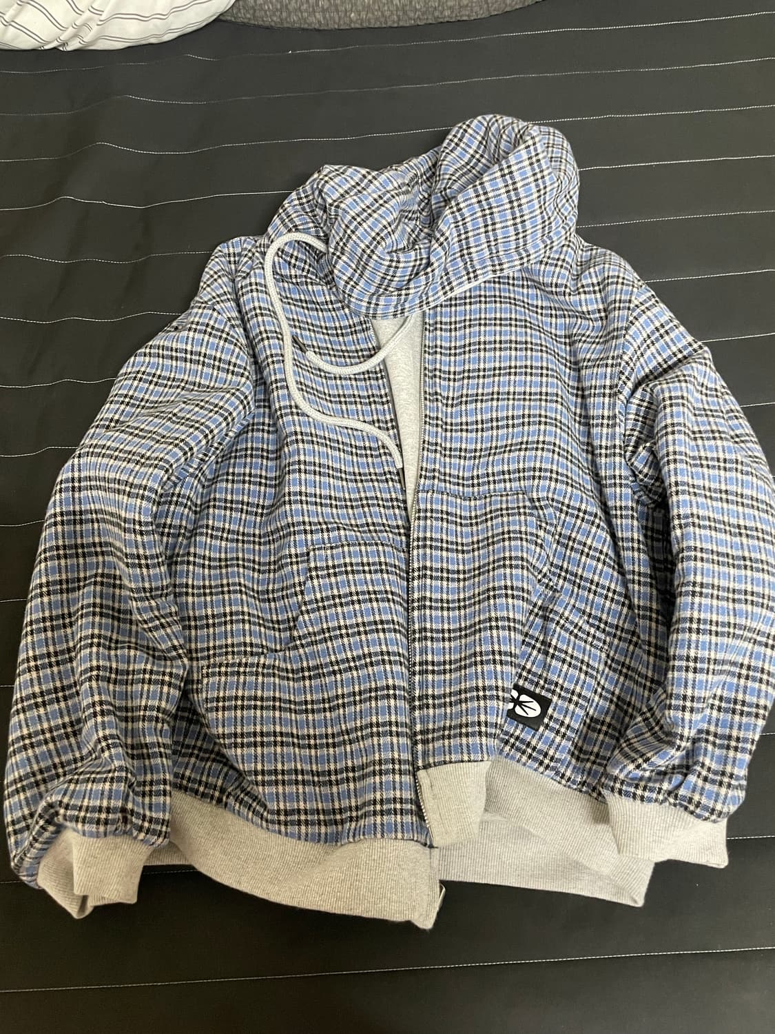 Reversible Hoodie Zip-Up Check Blue 상품이미지3
