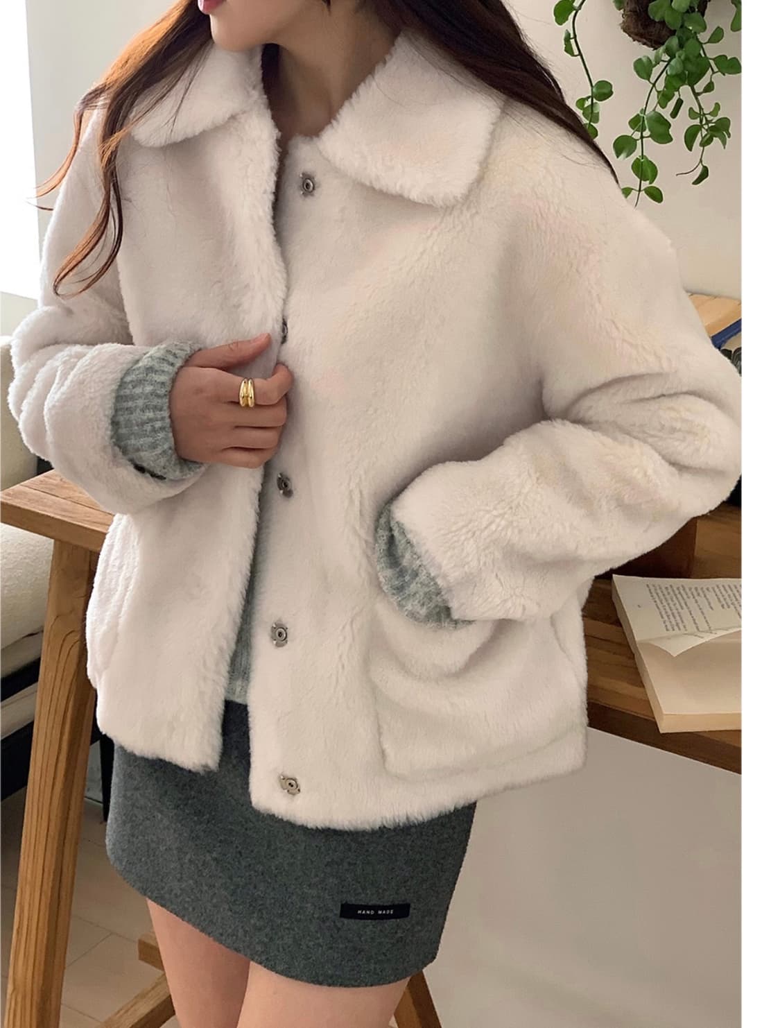 레프트서울 리얼 양털 데일리 자켓 아이보리 (퍼자켓/무스탕) 상품이미지2