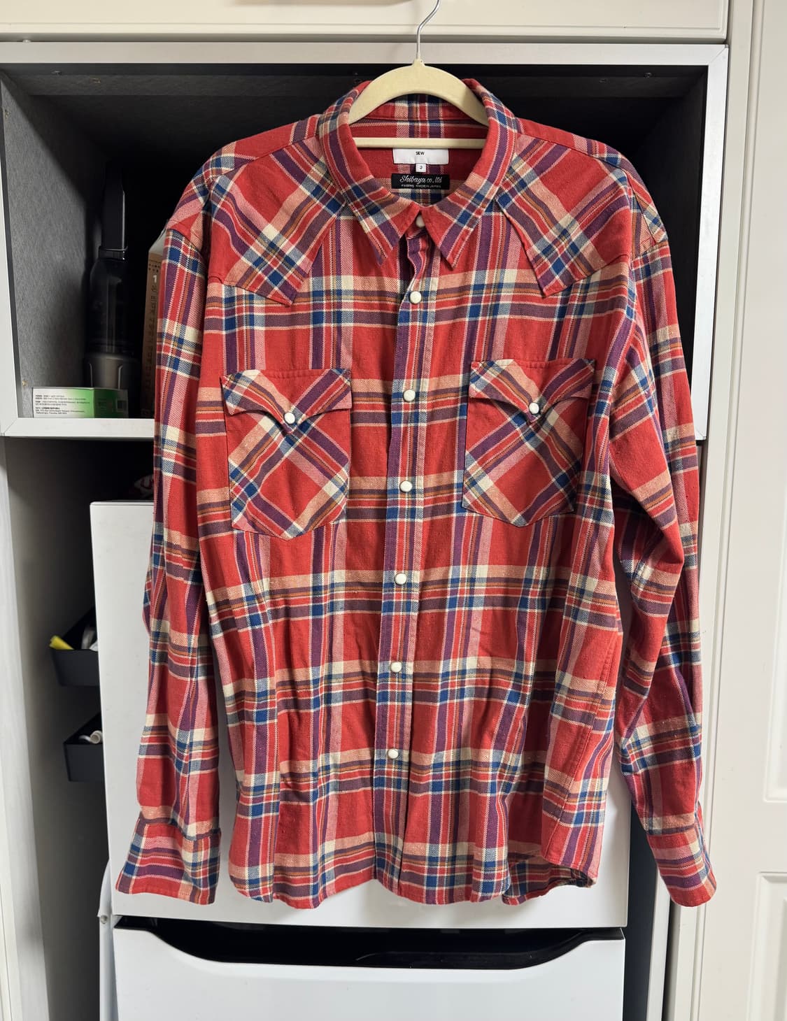 SEW 스테디에브리웨어 빈티지 웨스턴 체크셔츠 크림슨 2 상품이미지2