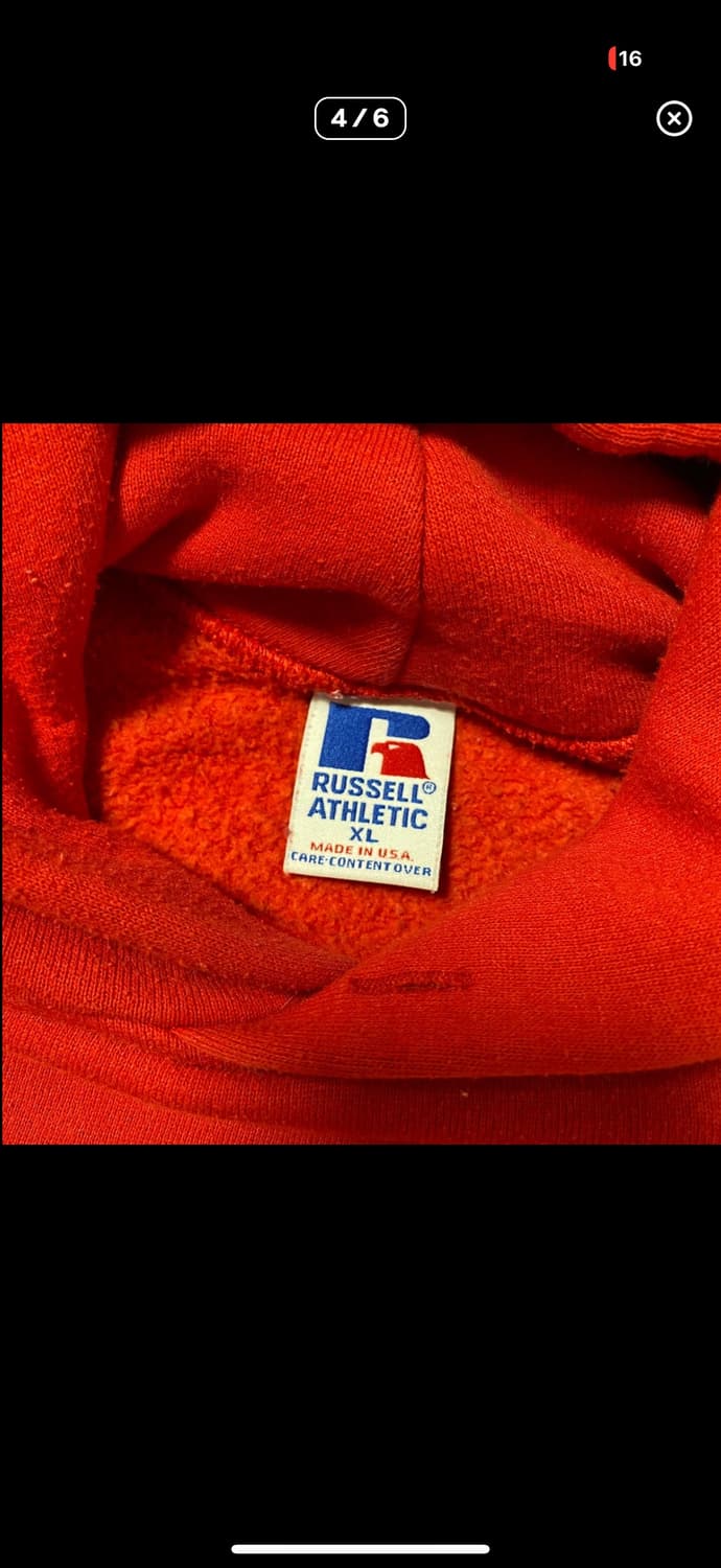 러셀 후드 후디 XL 빈티지 레드 9Os USA Russell 상품이미지4