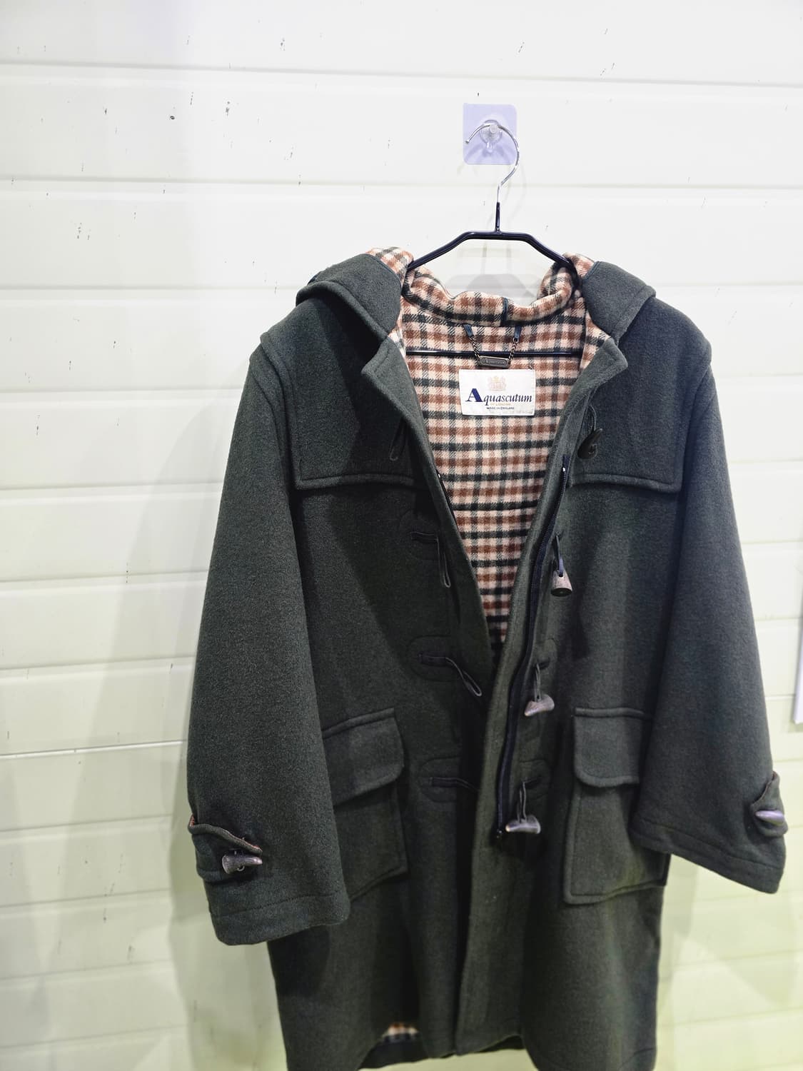 Aquascutum 후드 떡볶이 코트 다크 그린 상품이미지2