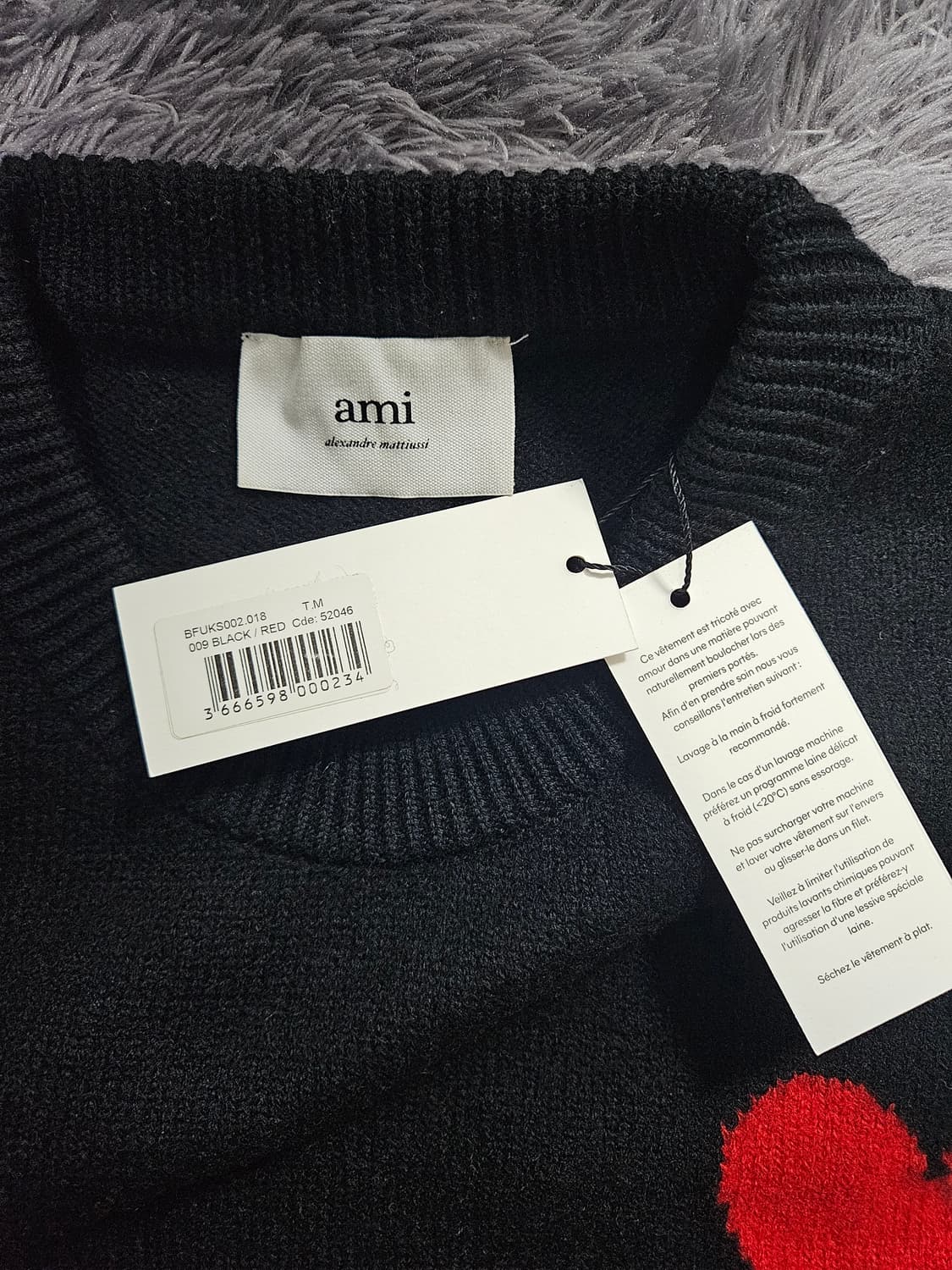 AMI 하트 로고 니트 블랙 m사이즈 상품이미지4