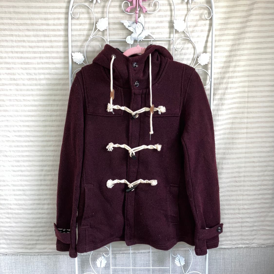 jpn vintage 레드와인 후드 떡볶이 코트 y2k 스트릿 갸루 펑키 상품이미지4