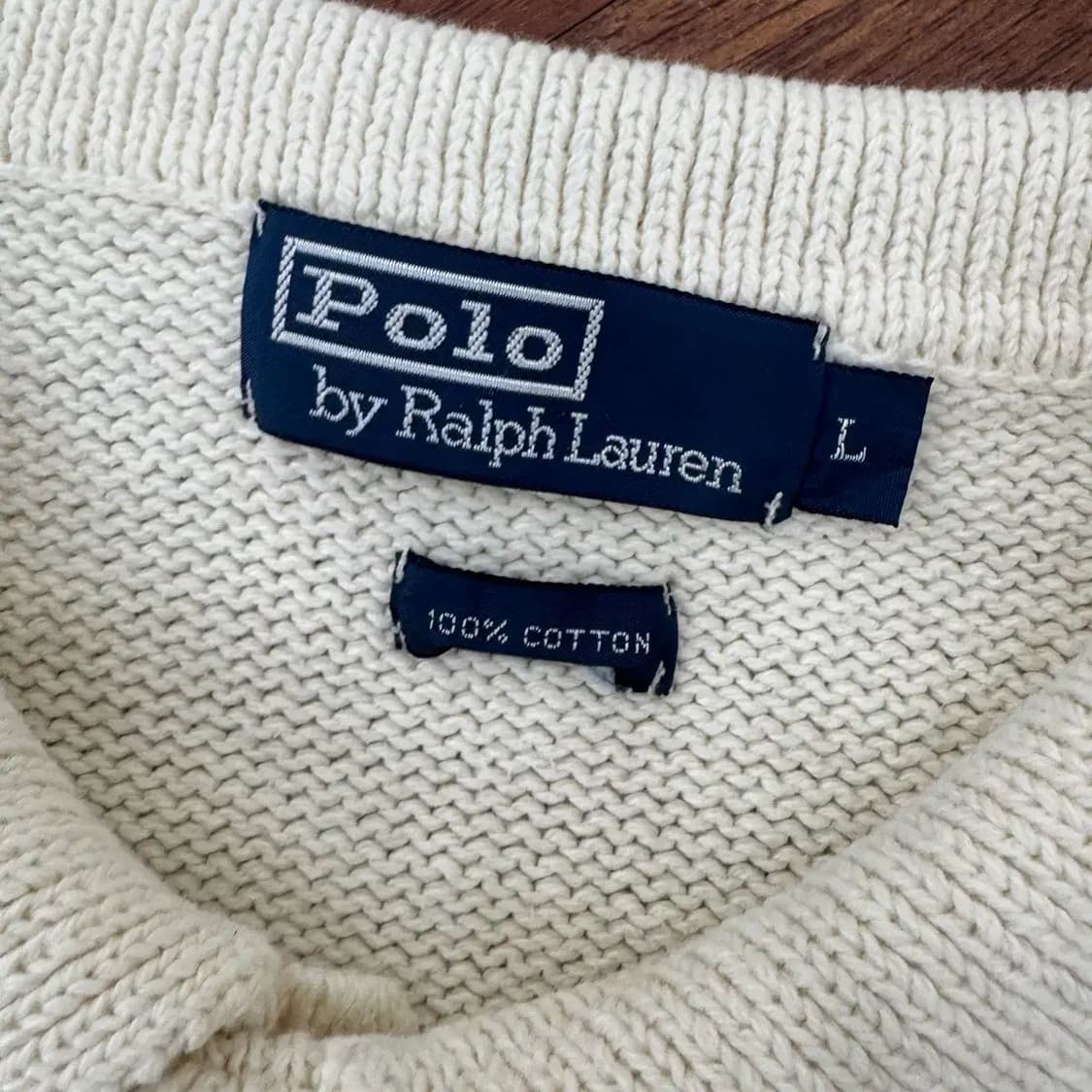L 폴로 랄프로렌 아이보리 면 카라 니트  상품이미지5