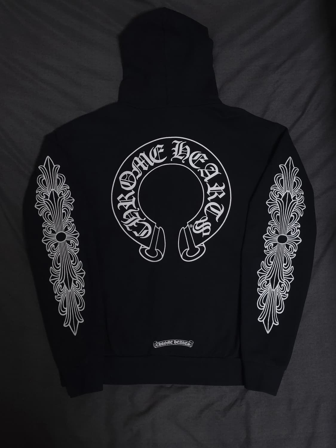 [M] 크롬하츠 홀스슈 플로랄 플리스 후드집업 블랙 상품이미지3