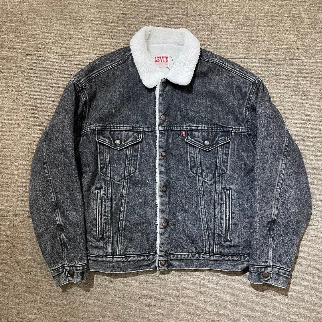 (XL) 80s USA Levi's 리바이스 쉐르파 데님 자켓 흑청 상품이미지2