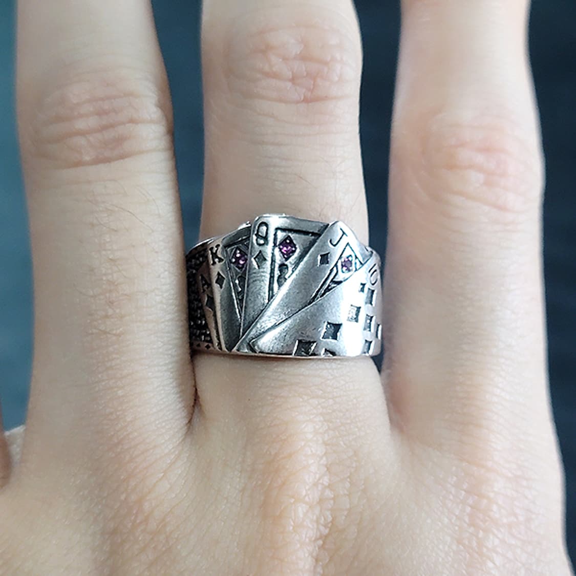 Spare 실버 남자 엔틱 빈티지 명품 킹 퀸 카드 반지 상품이미지7