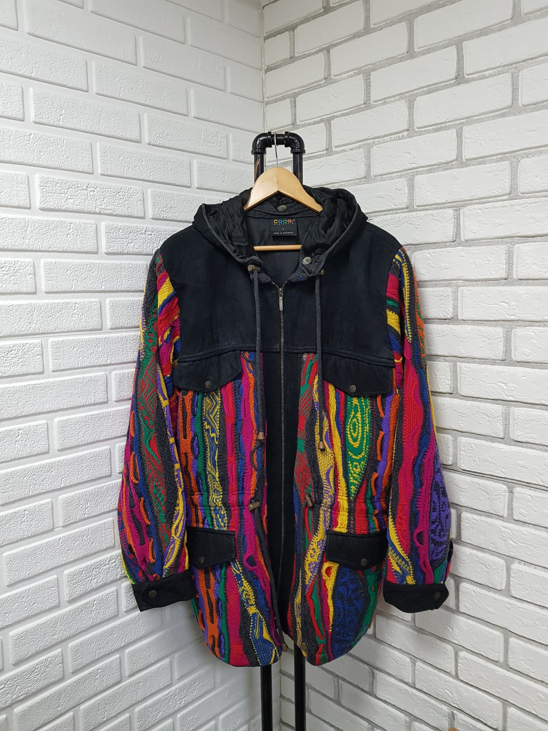 [L/105~110] 쿠지 COOGI 스웨이드 케이블 후드 자켓 상품이미지1