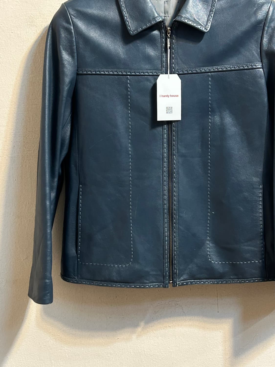 유즈드 스티치 레더 집업 자켓 상품이미지3