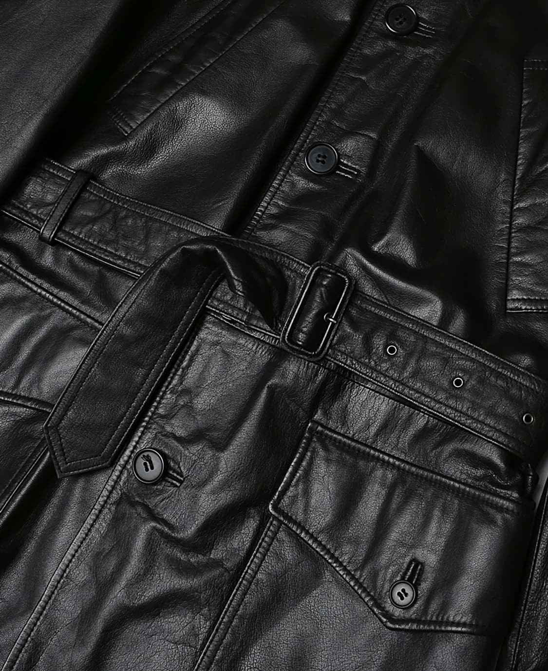 폴 스미스 [Paul Smith] 블랙 카우하이드 레더 마초 벨티드 코트 상품이미지4