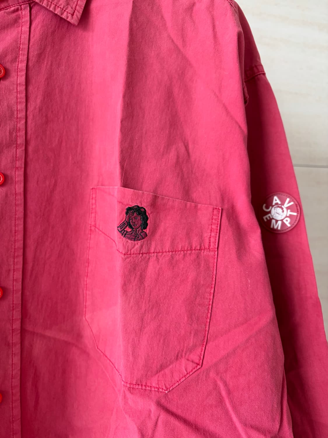 16SS 카브엠트 오버다이 레드 셔츠 상품이미지3